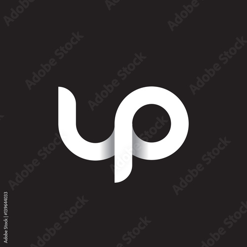 Initial lowercase letter up, linked circle rounded logo with shadow gradient, white color on black background

