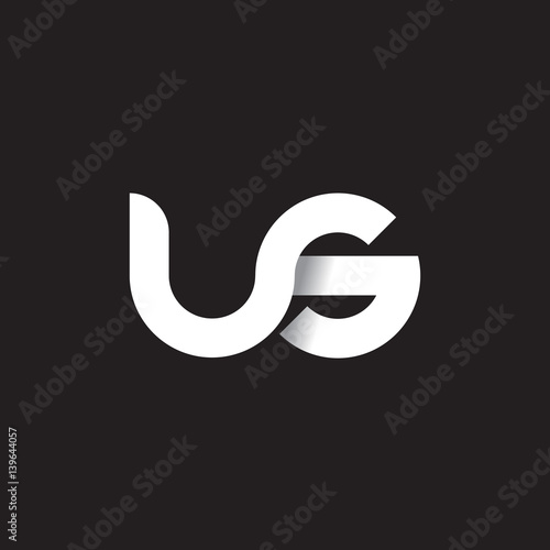 Initial lowercase letter us  linked circle rounded logo with shadow gradient  white color on black background