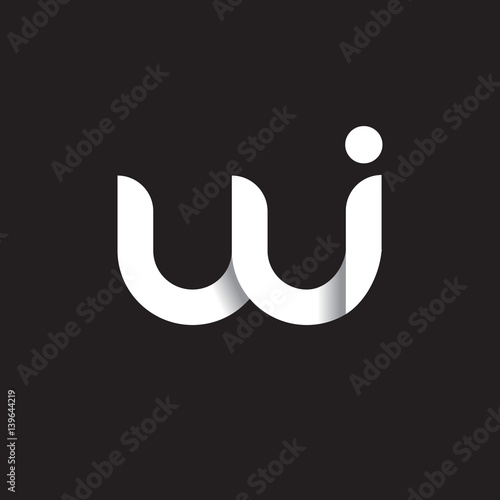 Initial lowercase letter wi, linked circle rounded logo with shadow gradient, white color on black background