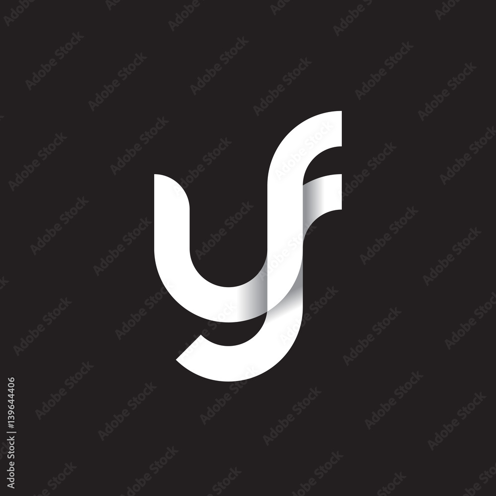 Initial lowercase letter yf, linked circle rounded logo with shadow gradient, white color on black background Initial lowercase letter yf, linked circle rounded logo with shadow gradient, white color on black background
