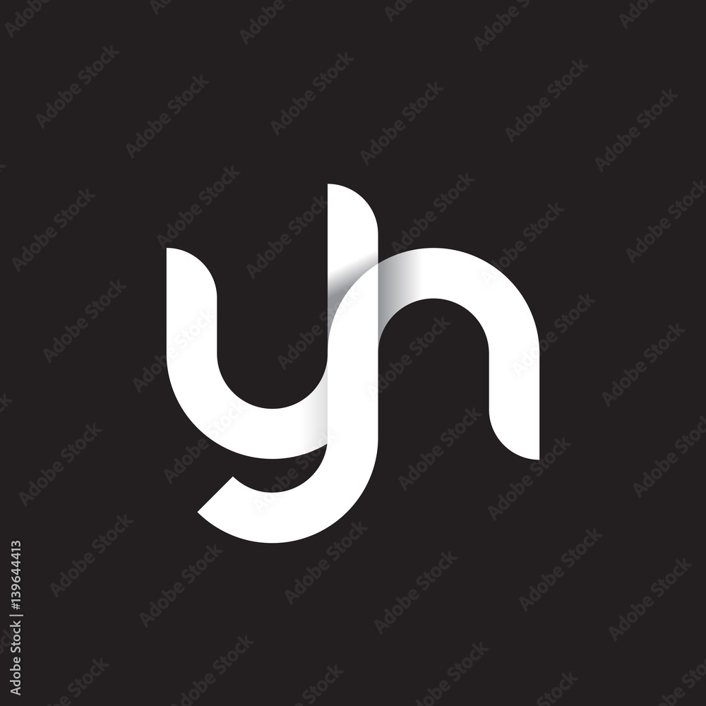 Initial lowercase letter yh, linked circle rounded logo with shadow ...