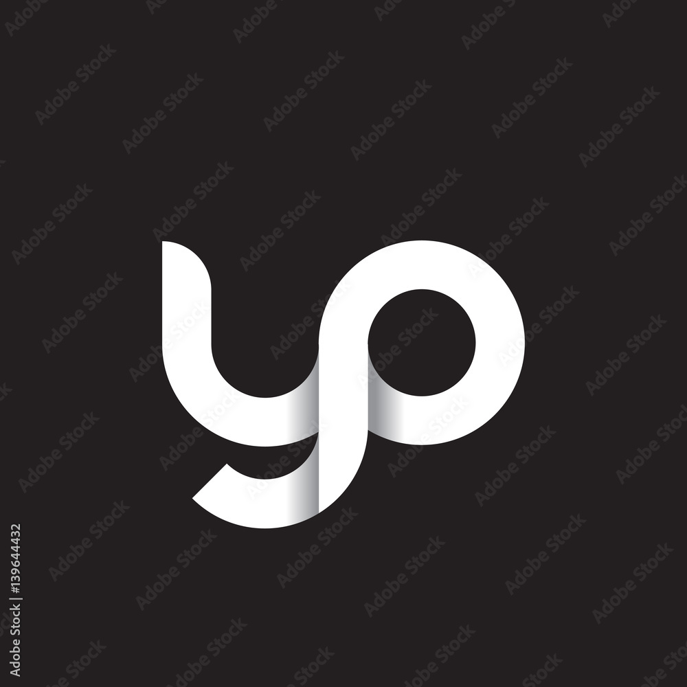 Initial lowercase letter yp, linked circle rounded logo with shadow gradient, white color on black background Initial lowercase letter yp, linked circle rounded logo with shadow gradient, white color on black background