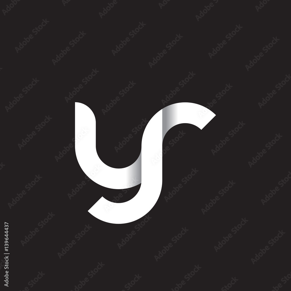 Initial lowercase letter yr, linked circle rounded logo with shadow gradient, white color on black background Initial lowercase letter yr, linked circle rounded logo with shadow gradient, white color on black background