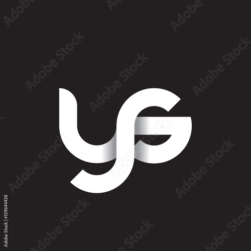 Initial lowercase letter ys, linked circle rounded logo with shadow gradient, white color on black background