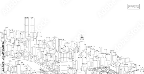 Cityscape Sketch  Vector Sketch. Architecture - Illustration