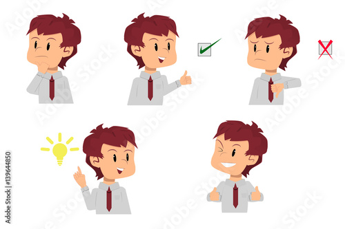 Employee cartoon faces  in different situations to face for problem solving and generation of ideas.