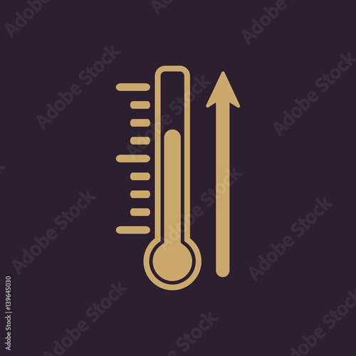 Rise in temperature icon. Thermometer and meteorology, hot symbol. Flat design. Stock - Vector illustration