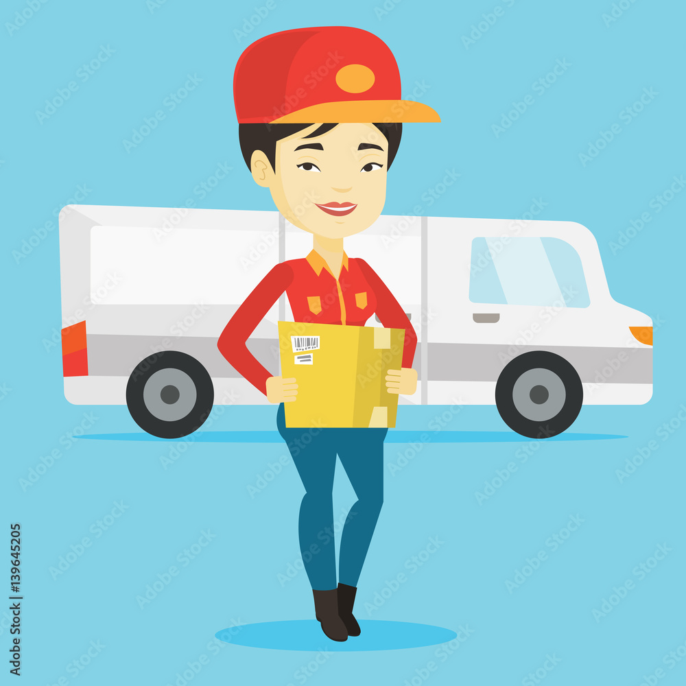 Delivery courier carrying cardboard boxes. Delivery courier carrying cardboard boxes.