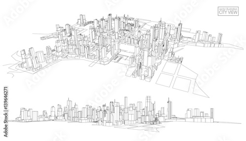 Cityscape Sketch, Vector Sketch. Architecture - Illustration