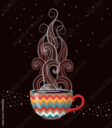 Teatime. Vector illustration with colorful cup of aromatic tea.