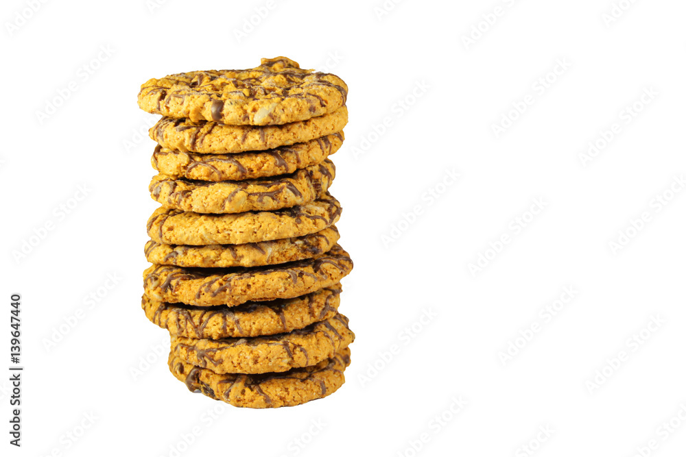 Chocolate chip cookies isolated on white background Chocolate chip cookies isolated on white background
