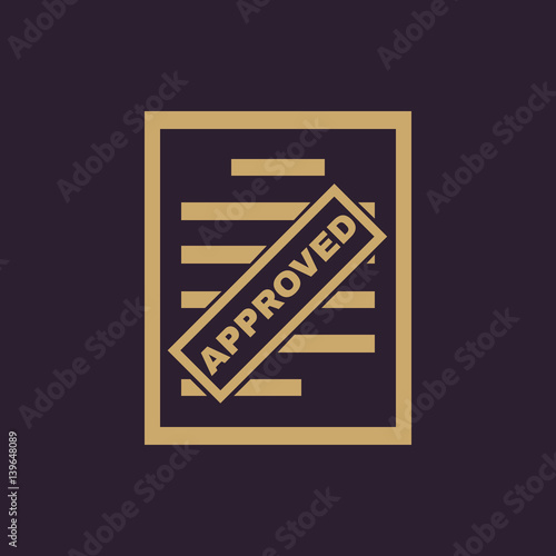 Approved document icon. Endorsed, agreed, validated symbol. Flat design. Stock - Vector illustration