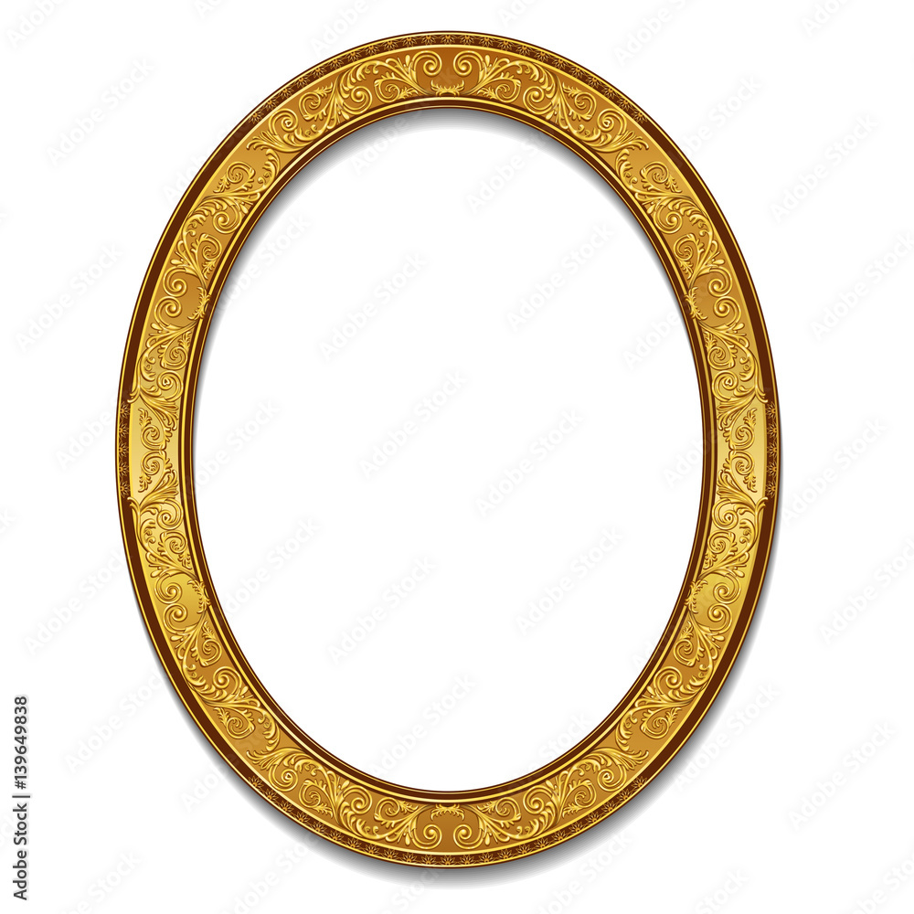 oval frame gold color with shadow oval frame gold color with shadow