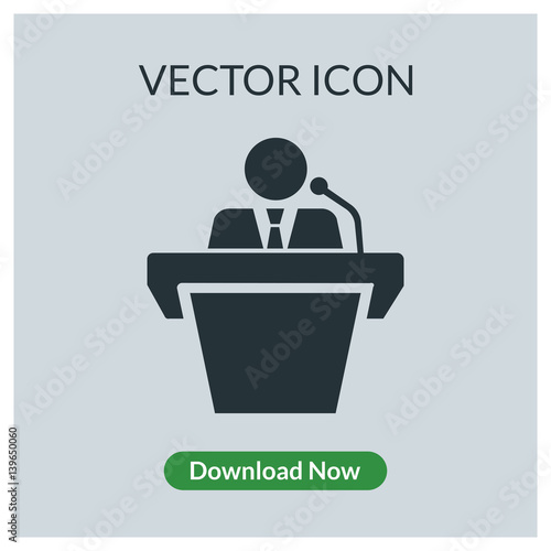 Person speak on the rostrum vector icon