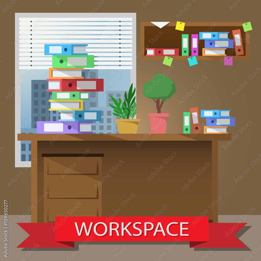 modern office interior with shadow. Vector simple image modern office interior with shadow. Vector simple image