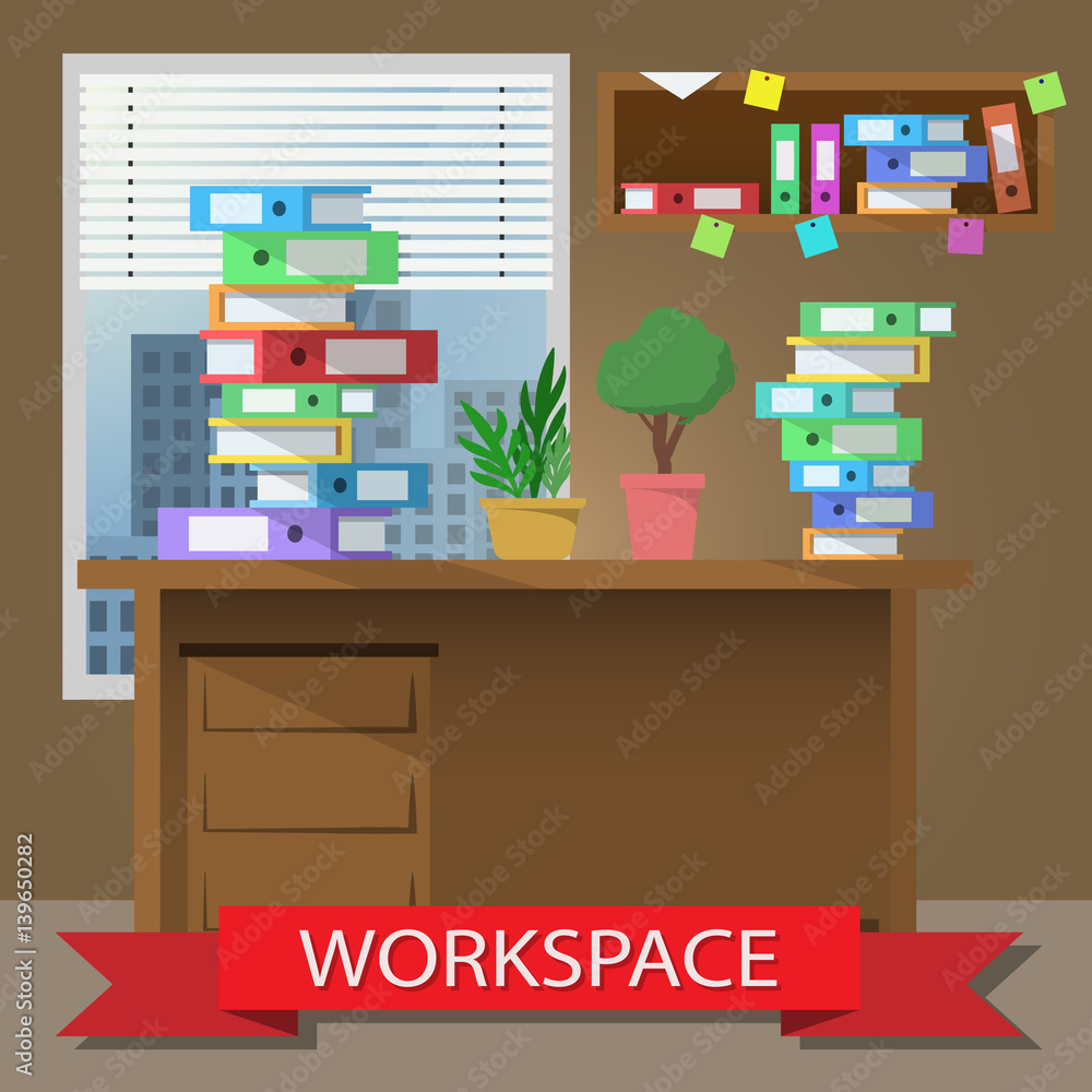 modern office interior with shadow. Vector simple image modern office interior with shadow. Vector simple image