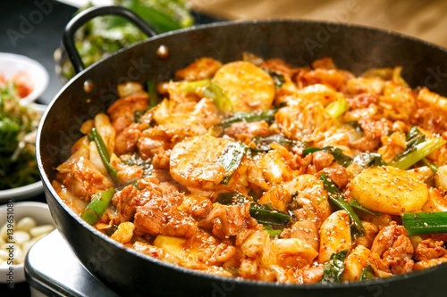 dakgalbi is korean style Chicken with spicy paste