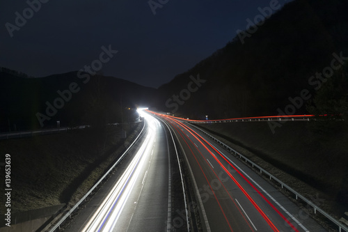 Highway by night with car lights trails, Slovakia © milan gmail