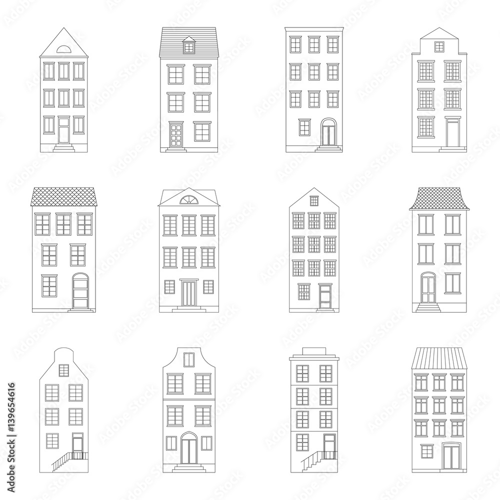 Set of houses, vector illustration