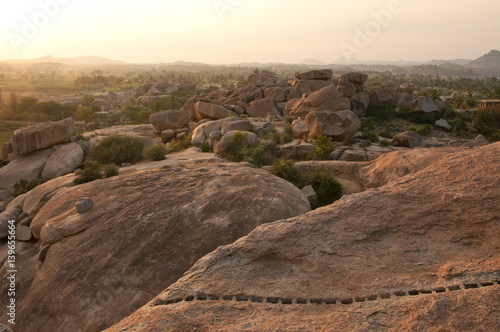 Scenic rocky landscape of Hampi city in Karnataka, India