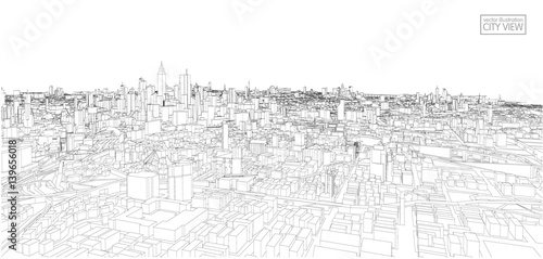 Cityscape Sketch, Vector Sketch. Architecture - Illustration