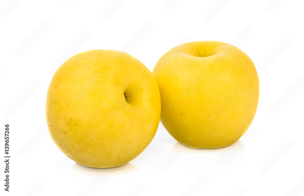 Yellow apple isolate on white background