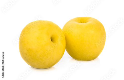 Yellow apple isolate on white background