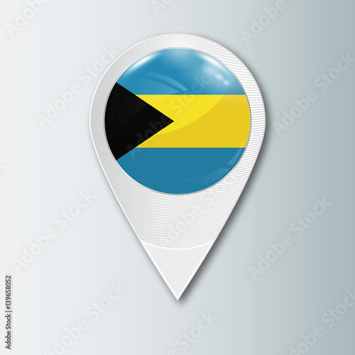 Pointer with the national flag of Bahamas in the ball with reflection. Tag to indicate the location. Realistic vector illustration. Free Download Pointer with the national flag of Bahamas in the ball with reflection. Tag to indicate the location. Realistic vector illustration. - GFXLoad