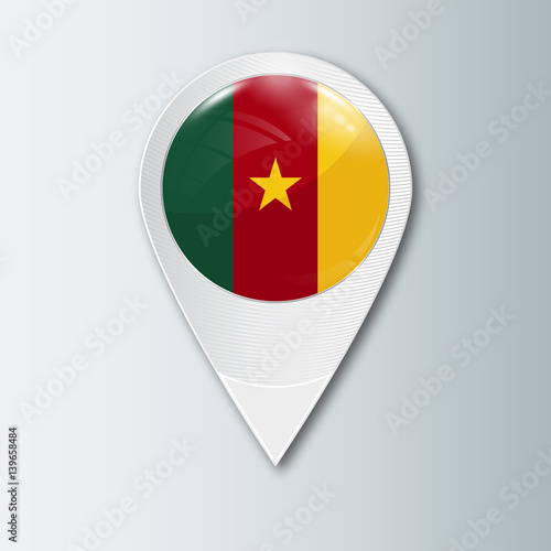 Pointer with the national flag of Cameroon in the ball with reflection. Tag to indicate the location. Realistic vector illustration. Free Download Pointer with the national flag of Cameroon in the ball with reflection. Tag to indicate the location. Realistic vector illustration. - GFXLoad