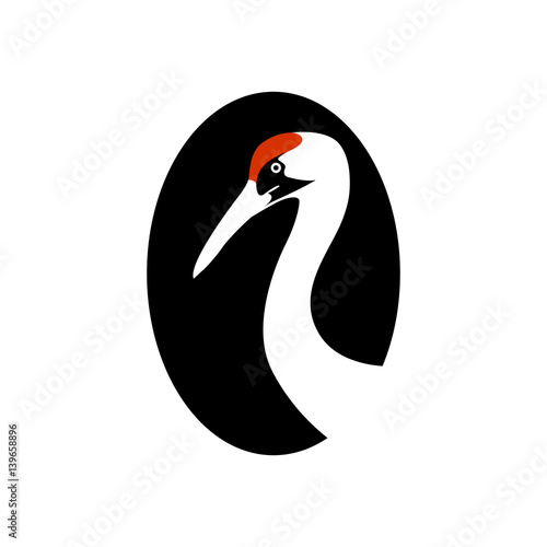 crane bird head vector illustration style Flat