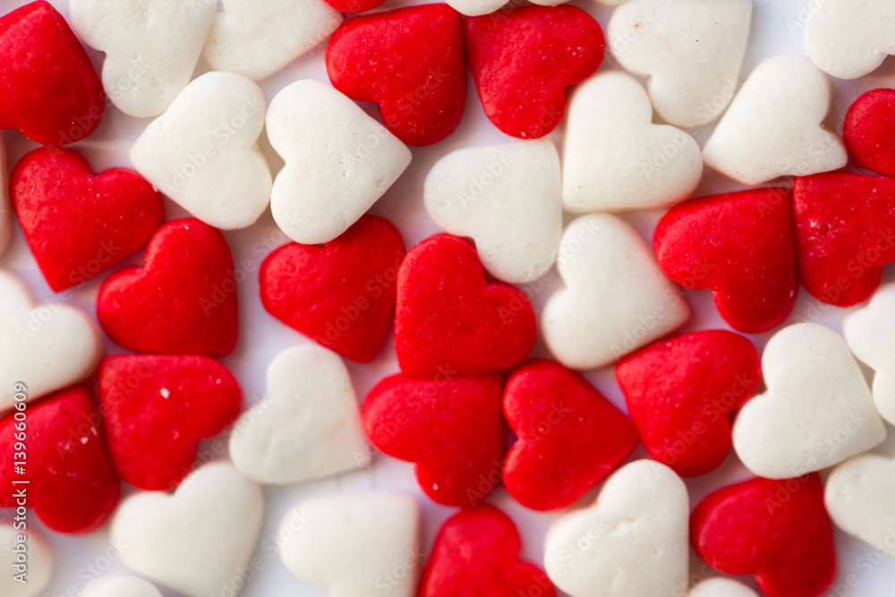Small candy hearts, closeup Small candy hearts, closeup