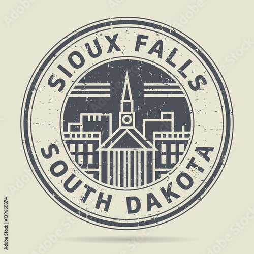 Grunge rubber stamp or label with text Sioux Falls, California