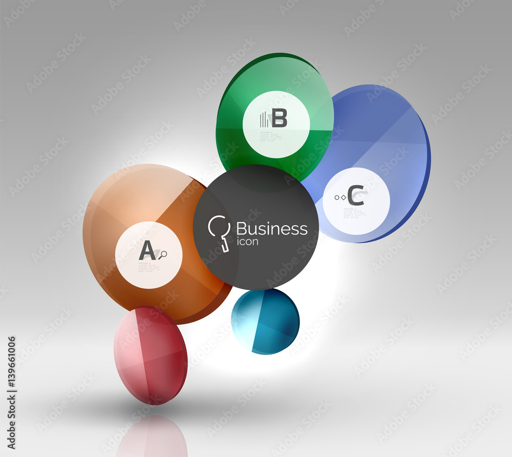 Shiny circles with text in 3d space Shiny circles with text in 3d space