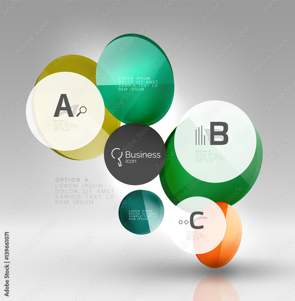 Shiny circles with text in 3d space Shiny circles with text in 3d space