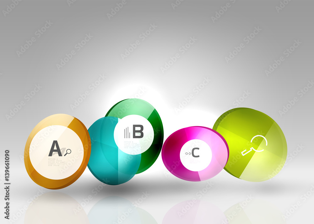 Shiny circles with text in 3d space Shiny circles with text in 3d space