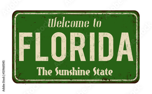 Welcome to Florida vintage rusty metal sign