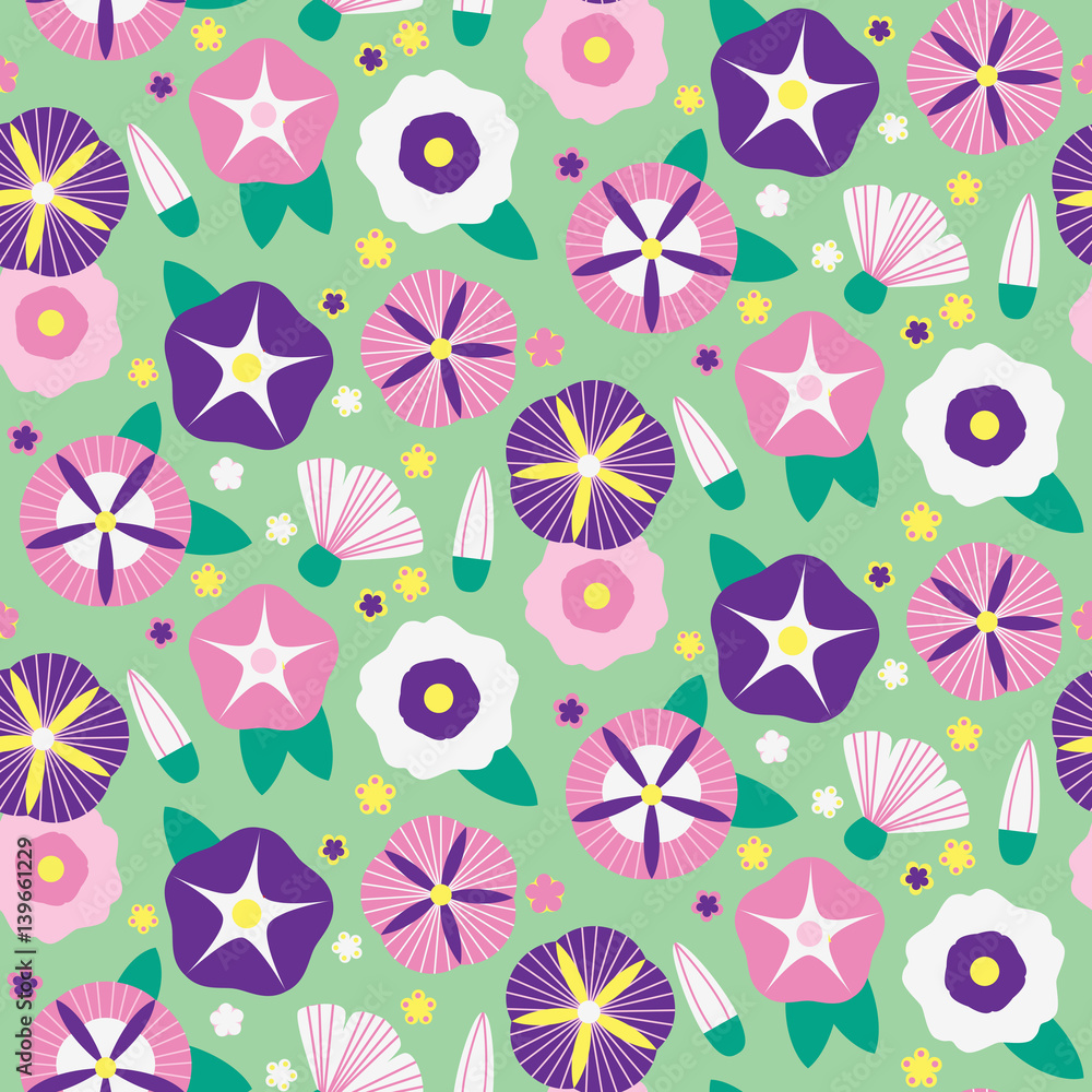 Seamless pattern with beautiful bindweeds Seamless pattern with beautiful bindweeds