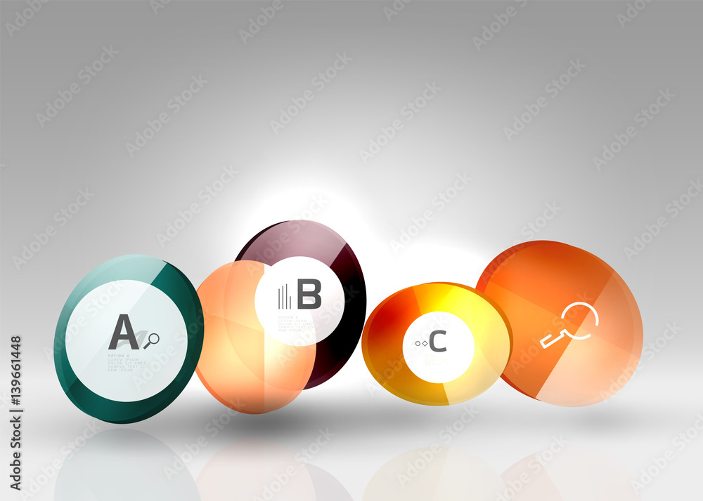 Shiny circles with text in 3d space Shiny circles with text in 3d space