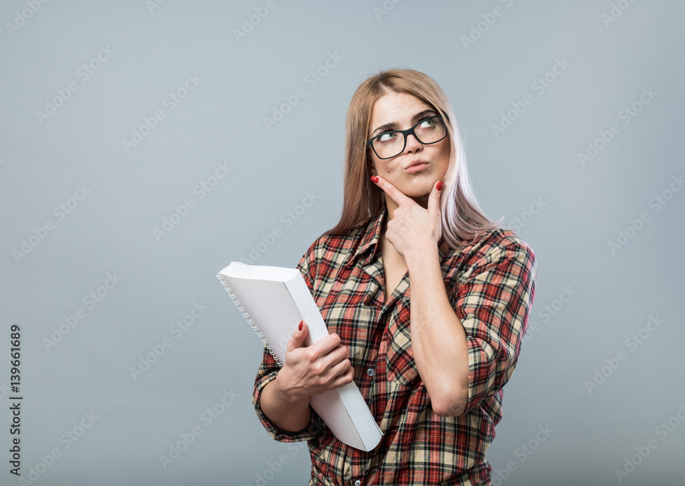 Young attractive woman hold book Young attractive woman hold book