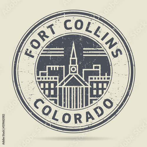 Grunge rubber stamp or label with text Fort Collins, Colorado