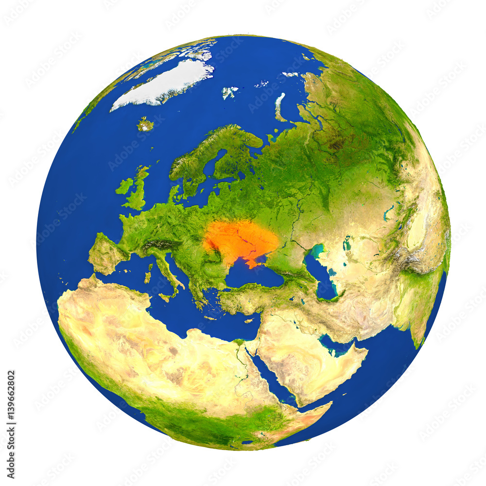 Ukraine highlighted on Earth