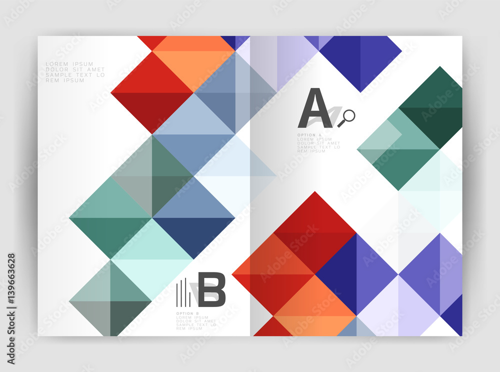 Fototapeta premium Vector square minimalistic abstract background, print template business brochure a4
