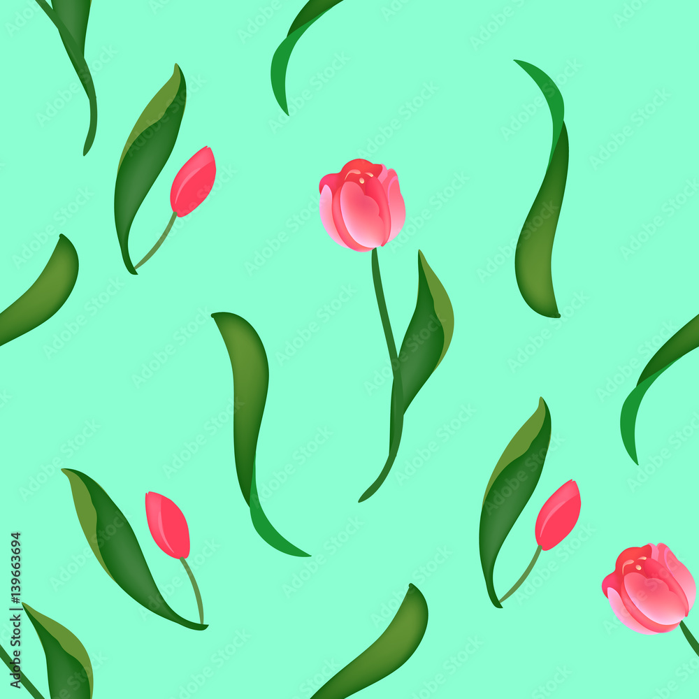 Seamless floral pattern with tulips