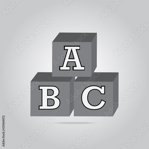 ABC building block icon, Cubes alphabet sign