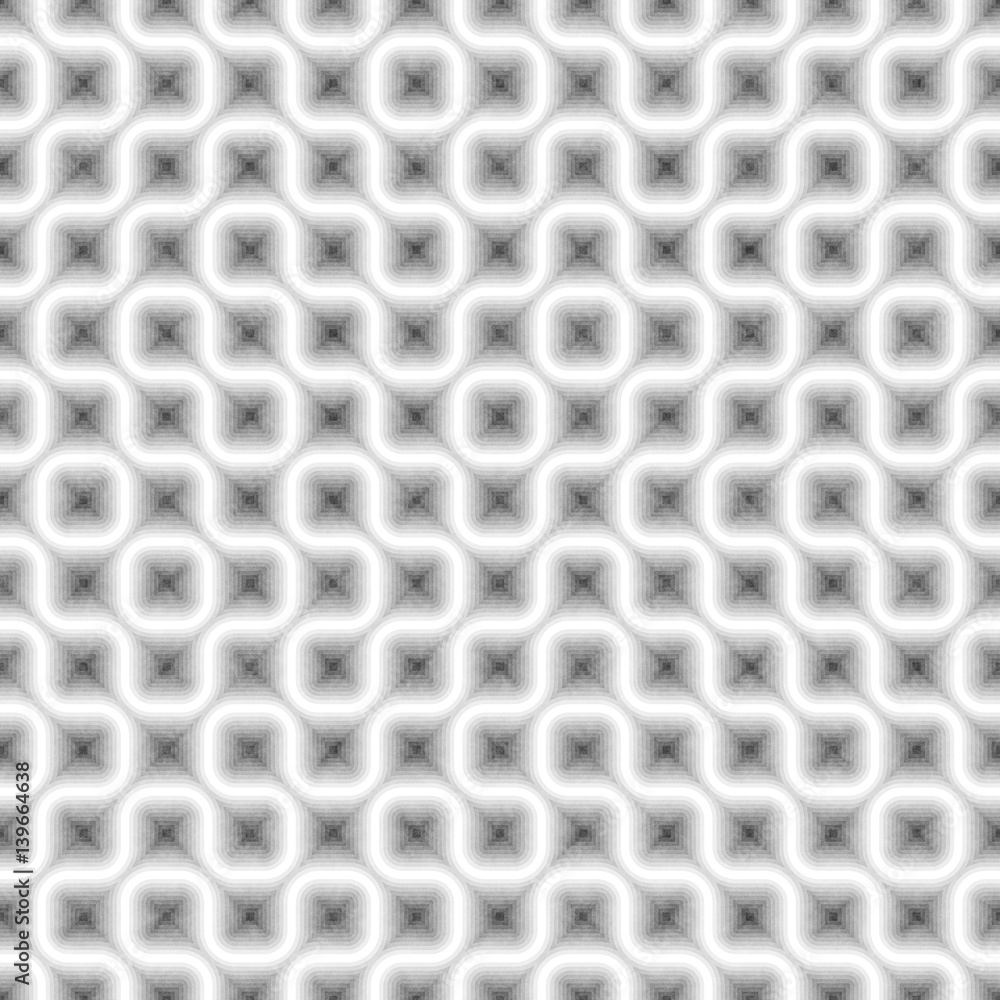 Seamless Black and White Tangled Round Stripes. Textured Geometric Pattern. Seamless Black and White Tangled Round Stripes. Textured Geometric Pattern.