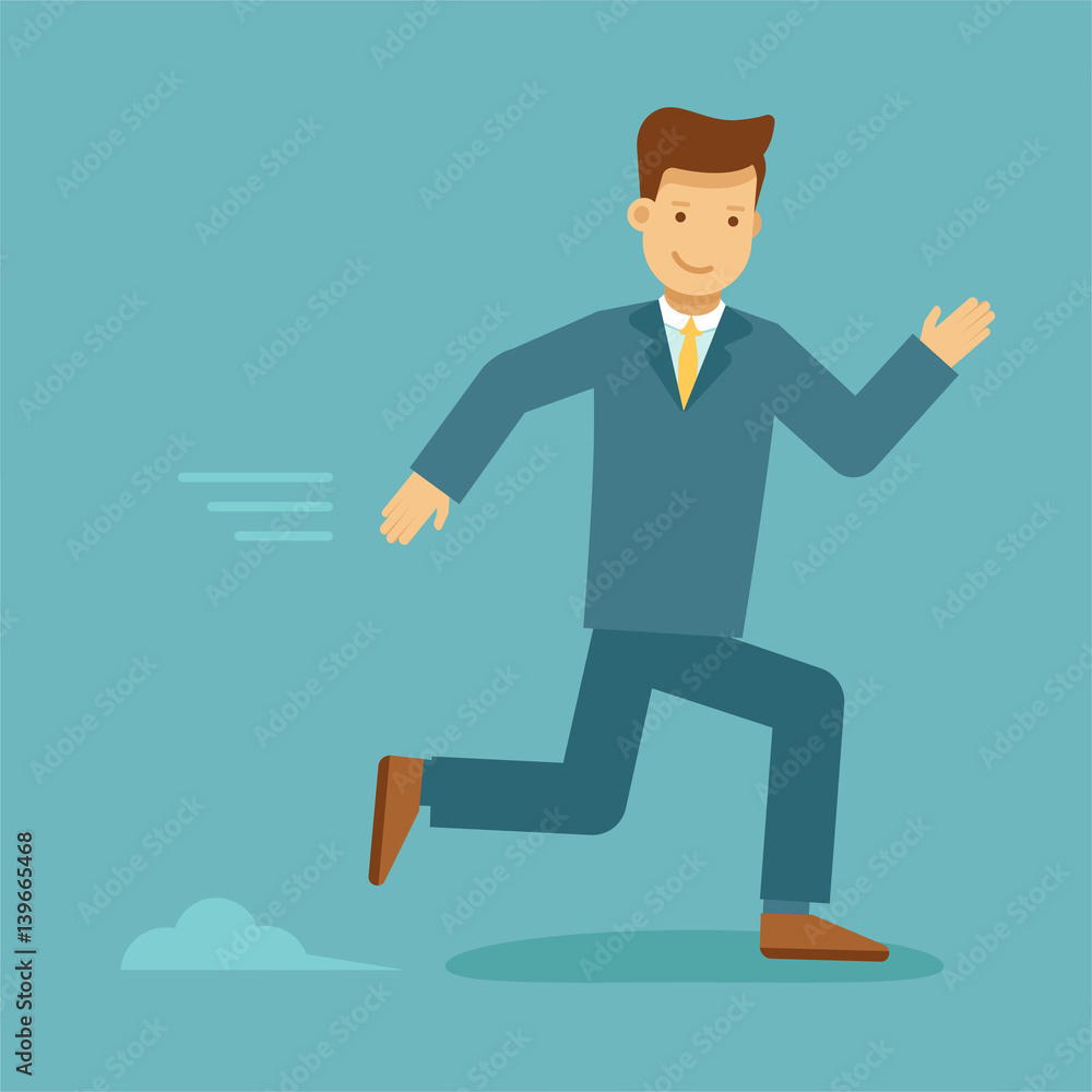 Guy running forward fast - business competition concept Guy running forward fast - business competition concept
