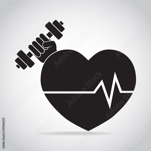 Strong Heart Hand holding with dumbbell icon