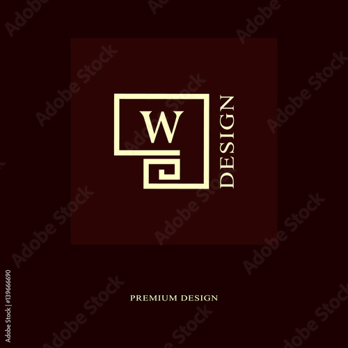 Abstract logo design. Modern luxury monogram. Minimum elements. Letter emblem W. Mark of distinction. Universal round template. Fashion label for Royalty, company, business card. Vector illustration