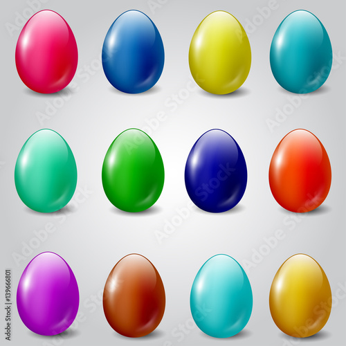 Set of Plain Colored Easter Eggs