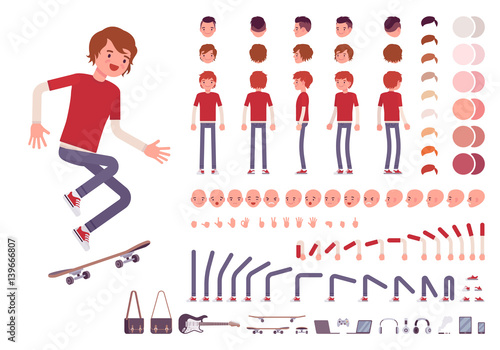 Teenager boy character creation set